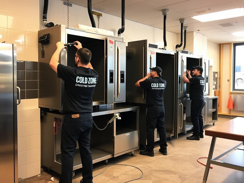 Cold Zone equipment being installed in a new Canadian restaurant kitchen