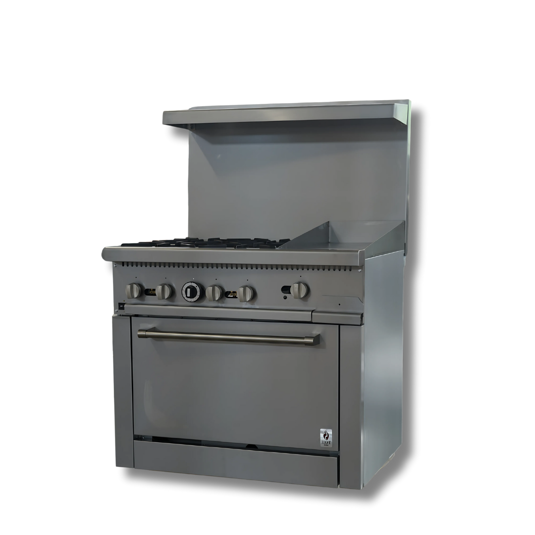 HZ-CR36-12MG.png Hot Zone Gas Range with Built-In Convection Oven 36"w/12" Griddle top HZ CR36-12MG - Image 1
