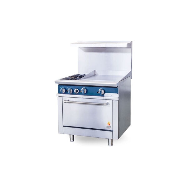 Hot Zone Gas Range with Built-In Convection Oven 36"w/24" Griddle top (Thermostat) HZ CR36-24TG