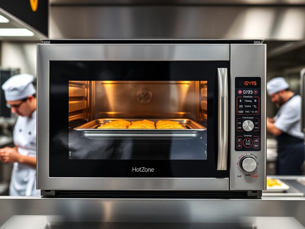 Hot Zone combi oven with steam functionality in commercial kitchen