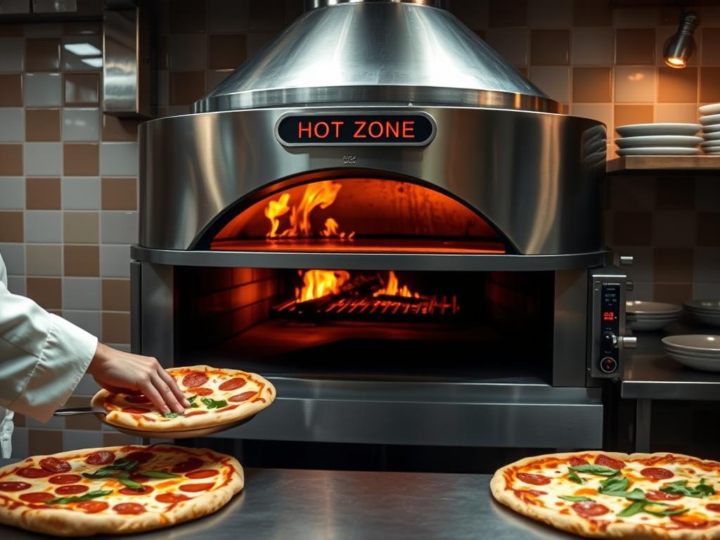 Hot Zone pizza oven with perfect pizzas being prepared