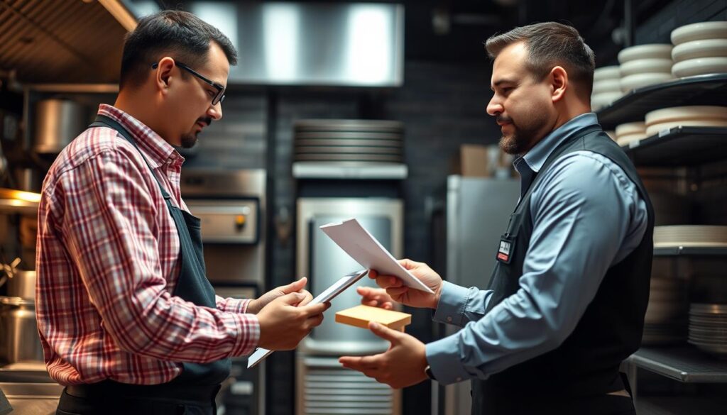 Restaurant owner receiving after-sales support from an Authorized Dealer